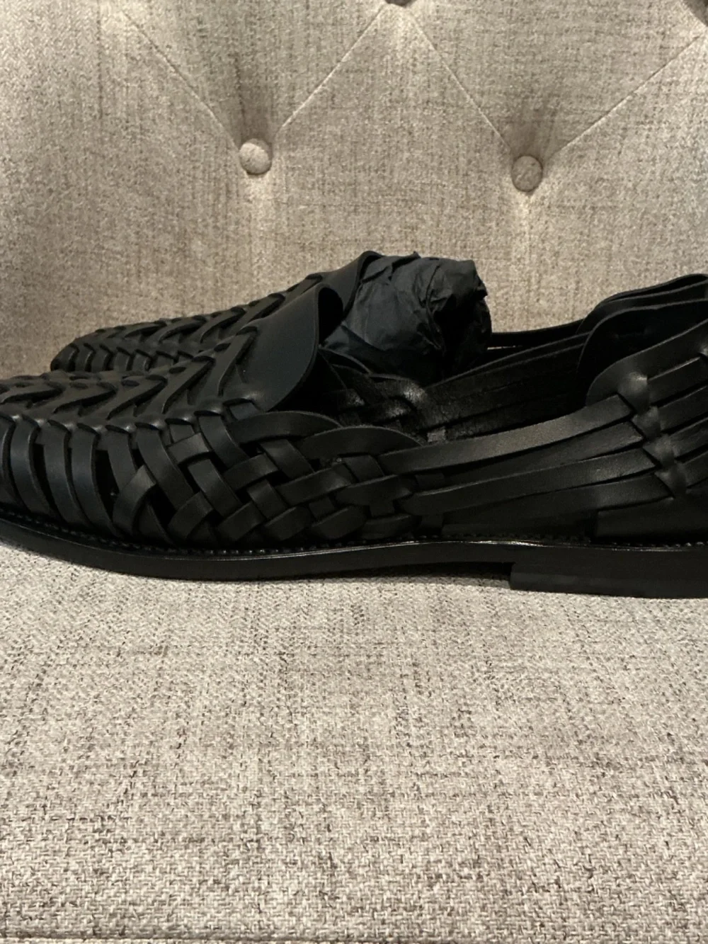 RALPH LAUREN PURPLE LABEL Black Burnished Vacchetta Casual Loafer $665 Sz 12(45)